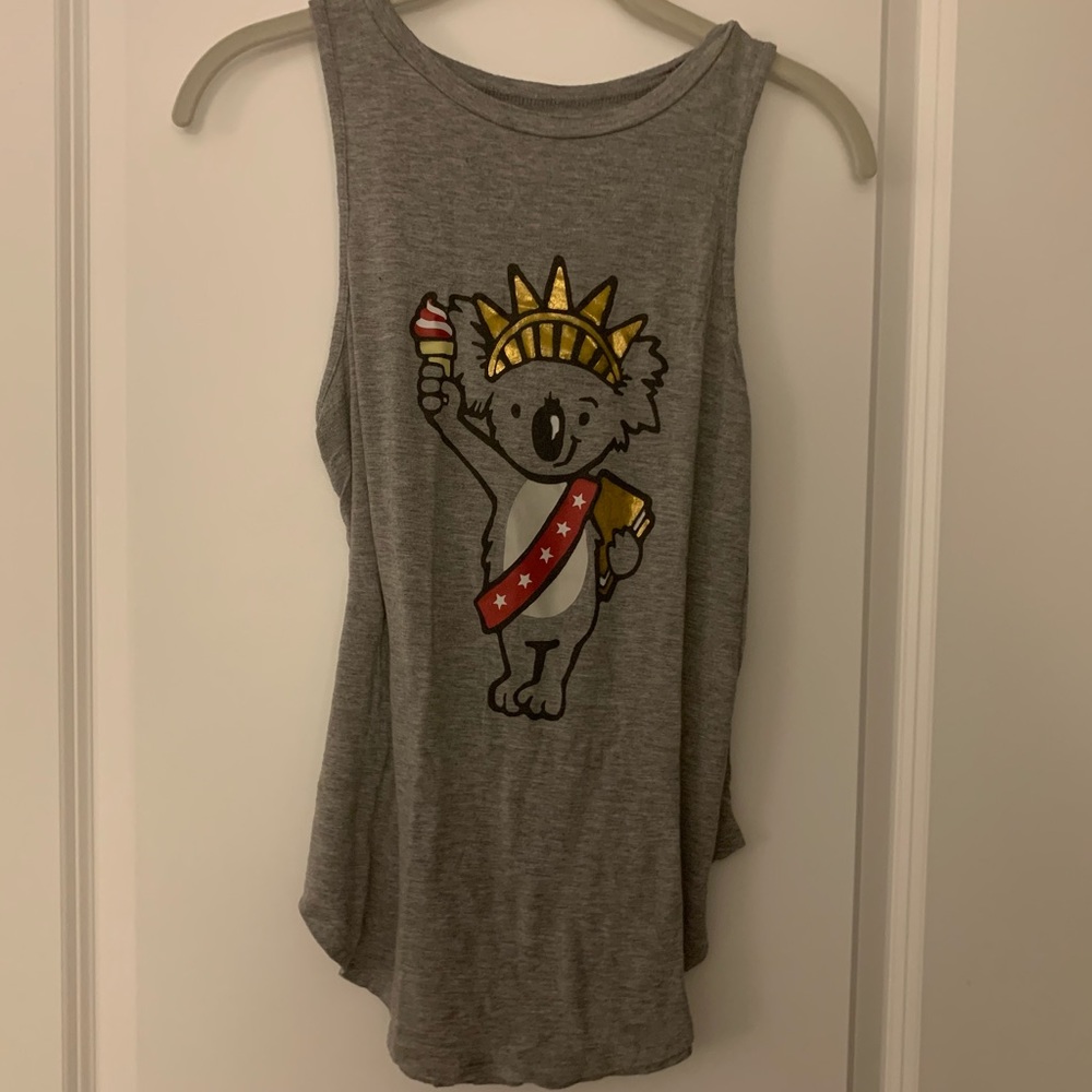 Gilly Hicks grey tank top w/ koala graphic